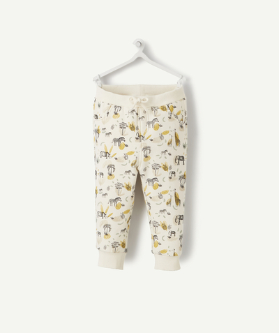 Trousers radius - CREAM JOGGING PANTS IN RECYCLED COTTON WITH AN ANIMAL PRINT
