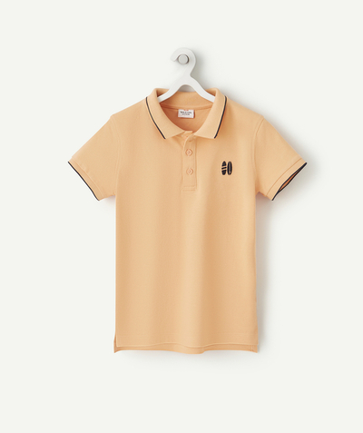 Basics radius - BOYS' POLO SHIRT IN PEACH COTTON WITH EMBROIDERED SURFBOARDS