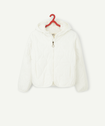 Mantel - Donsjas - Jas Afdeling,Afdeling - GIRLS' WHITE QUILTED PADDED JACKET WITH RECYCLED PADDING