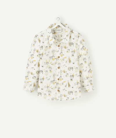 Shirt and polo radius - BABY BOYS' WHITE COTTON SHIRT WITH SAVANNAH PRINT
