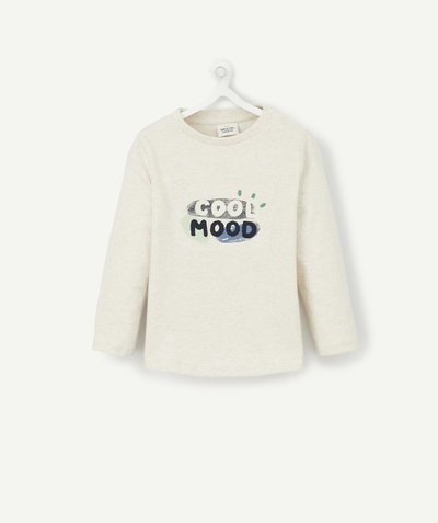 Back to school collection radius - BABY BOYS' GREY LONG-SLEEVED T-SHIRT WITH A COOL MESSAGE