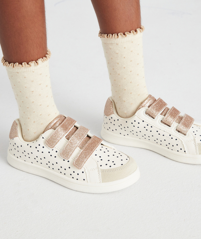Shoes radius - GIRLS' WHITE TRAINERS WITH POLKA DOTS AND SPARKLE DETAILS