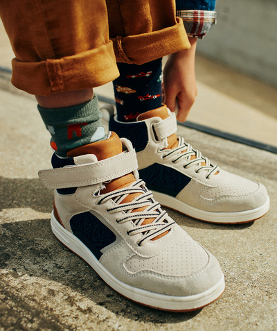 Boy radius - BOYS' BEIGE AND NAVY HIGH-TOP TRAINERS