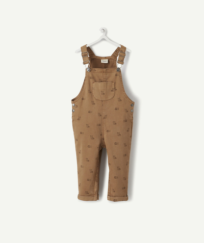 Baby-boy radius - CAMEL DUNGAREES IN COTTON WITH PRINTED CATS