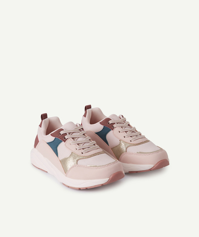 Trainers Tao Categories - GIRLS' PINK COLOURBLOCK LACE-UP TRAINERS