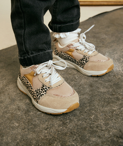 IT'S A PARTY! radius - GIRLS' LACE-UP BEIGE AND LEOPARD TRAINERS