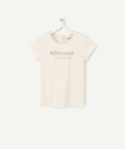 T-shirt Rayon - T-SHIRT ROSE BÉBÉ FILLE EN COTON BIOLOGIQUE AVEC MESSAGE PRINCESSE