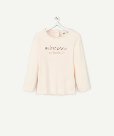 T-shirt Rayon - T-SHIRT ROSE BÉBÉ FILLE EN COTON BIOLOGIQUE AVEC MESSAGE