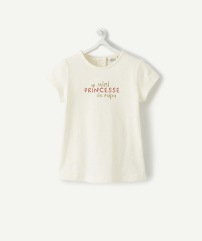 Fête des parents Tao Categories - CREAM T-SHIRT IN ORGANIC COTTON WITH A GOLDEN SEQUINNED MESSAGE