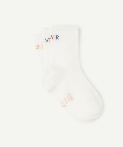Original Days radius - PACK OF 3 PAIRS OF GIRLS' WHITE SOCKS WITH COLOURFUL MESSAGES