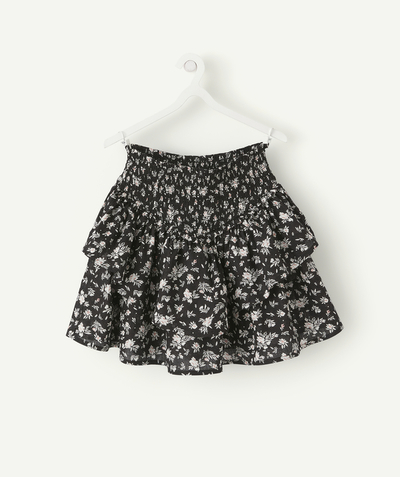 skirt Tao Categories - GIRLS STRAIGHT AND TWIRLY BLACK FLORAL-PRINT SKIRT