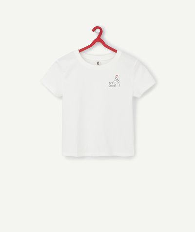 Basics Tao Categories - WHITE T-SHIRT IN ORGANIC COTTON WITH A FLOCKED MESSAGE