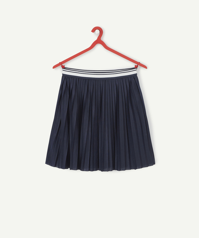 skirt Tao Categories - GIRLS' SHORT AND FLUID NAVY BLUE SKIRT