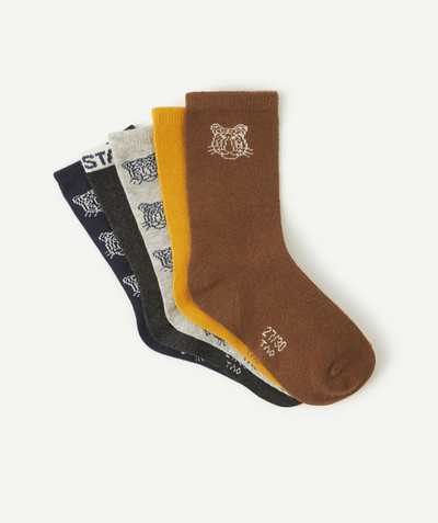 Boy radius - PACK OF FIVE PAIRS OF BOYS' LONG SOCKS WITH TIGERS