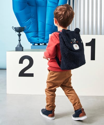 Back to school accessories radius - BABY BOYS' NAVY BLUE BOUCLE BACKPACK WITH A BEAR MOTIF