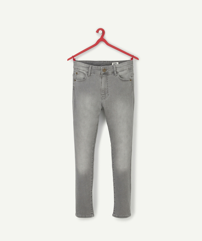 Broek - Jeans Onderafdeling,Onderafdeling - GIRLS' HIGH-WAISTED SKINNY GREY JEANS