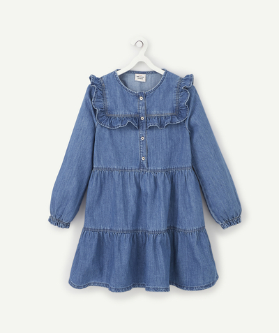 Low prices  radius - GIRLS' DENIM DRESS WITH FRILLS AND GOLDEN THREADS