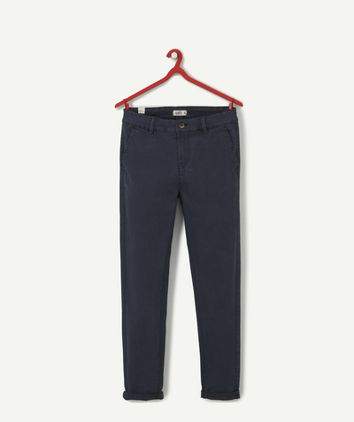 New collection Sub radius in - BOYS' NAVY BLUE CANVAS CHINO TROUSERS