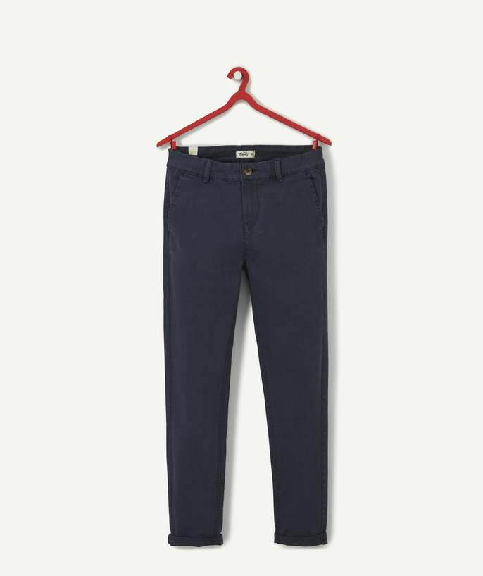 Back to school collection Sub radius in - BOYS' NAVY BLUE CANVAS CHINO TROUSERS