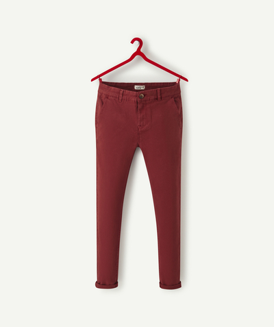 Private sales radius - BOYS' BURGUNDY CHINO TROUSERS WITH POCKETS