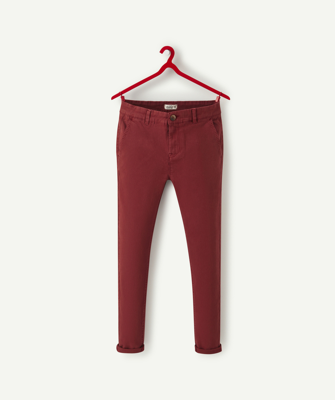 Back to school collection Sub radius in - BOYS' BURGUNDY CHINO TROUSERS WITH POCKETS