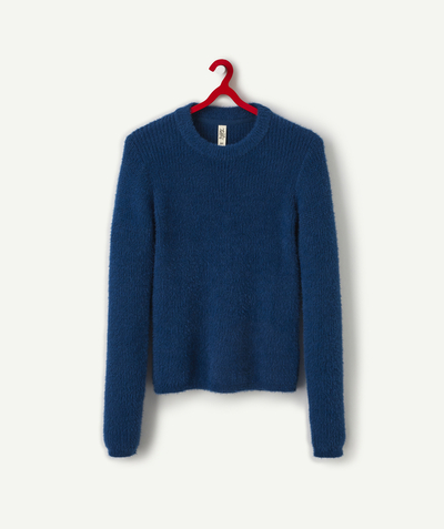 Swetry - Bluzy rozpinane Sous Rayon - NIEBIESKI MIĘKKI SWETER Z DŁUGIMI RĘKAWAMI DLA DZIEWCZYNKI