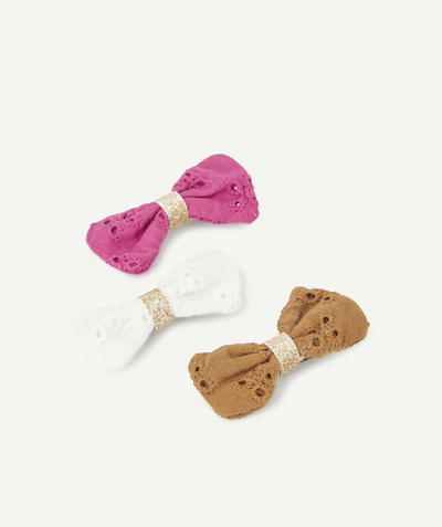 Girl radius - PACK OF THREE COLOURED HAIR SLIDES IN BRODERIE ANGLAIS