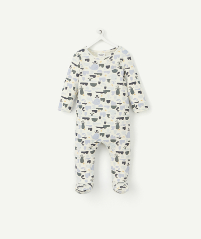 Pyjamas family - CREAM OCEAN-THEMED SLEEPSUIT IN ORGANIC COTTON