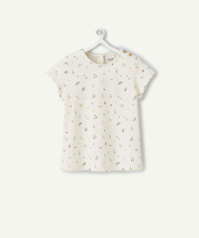 Essentials : 50% off 2nd item* family - BABY GIRLS' T-SHIRT IN ORGANIC COTTON WITH A FLOWER PRINT