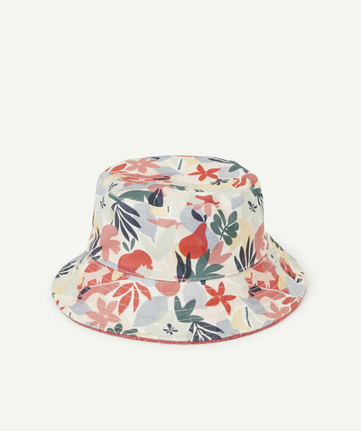 Hat, cap Tao Categories - BABY GIRLS' BUCKET HAT IN REVERSIBLE COTTON TERRY CLOTH