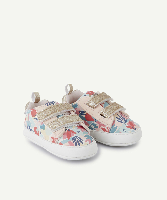 Shoes radius - BABY GIRLS' PINK AND FLORAL PRINT TRAINER-STYLE BOOTIES