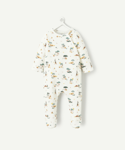 Pyjamas family - SLEEPSUIT IN RECYCLED FIBRES AND PRINTED WITH ANIMALS