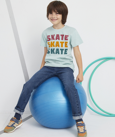 Low prices radius - BOYS' SKY BLUE T-SHIRT WITH A FLOCKED SKATE MESSAGE