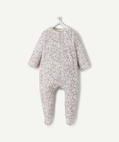 Pyjamas family - WHITE FLORAL SLEEP SUIT IN ORGANIC COTTON