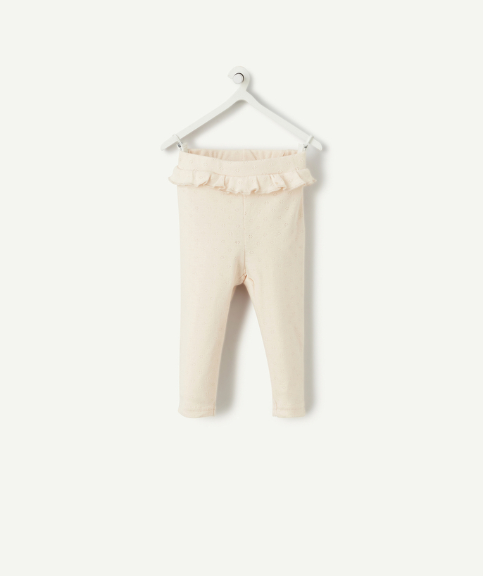 Essentials : 50% off 2nd item* family - BABIES' PINK OPENWORK LEGGINGS IN ORGANIC COTTON