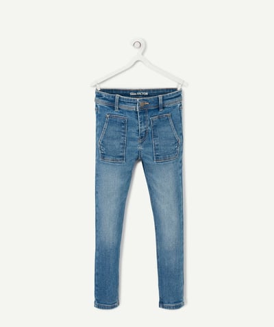 Back to school collection radius - BOYS' VICTOR SLIM BLUE JEANS WITH PATCH POCKETS