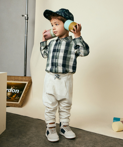 Baby-boy radius - BABY BOYS' GREY HAREM-STYLE JOGGING PANTS WITH A POCKET