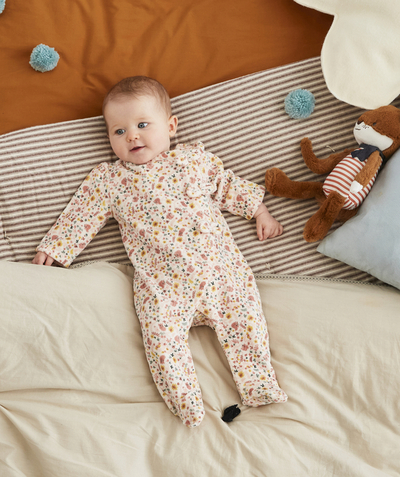 Baby-girl radius - BABIES' ORGANIC COTTON SLEEPSUIT WITH A FLORAL PRINT