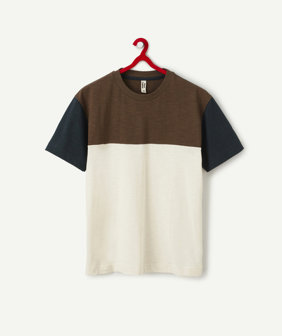 Back to school collection Sub radius in - BOYS' TRICOLOUR T-SHIRT IN ORGANIC COTTON