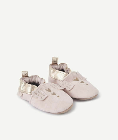 Original Days radius - BABIES' PINK LEATHER BOOTIES WITH HEARTS AND EARS