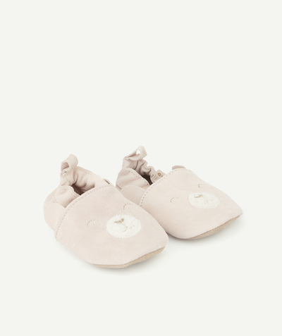 Chaussures, chaussons Rayon - CHAUSSONS ROSES EN CUIR MOTIFS ANIMALIERS BÉBÉ FILLE