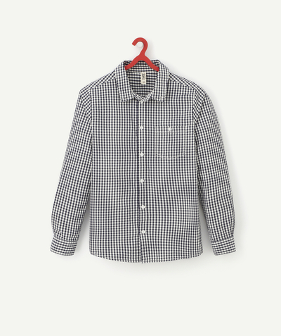 Private sales Sub radius in - BOYS' NAVY BLUE CHECKED COTTON SHIRT