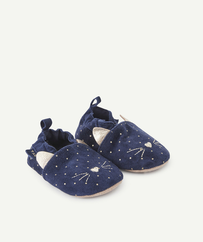 Christmas store Tao Categories - BABY GIRLS' NAVY BLUE LEATHER BOOTIES WITH GOLDEN SPOTS