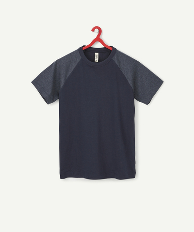 ECODESIGN Tao Categories - TEENAGE BOYS' NAVY BLUE AND GREY T-SHIRT IN ORGANIC COTTON