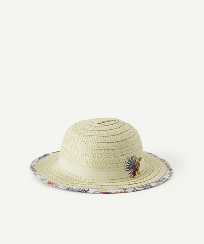 Hat, cap Tao Categories - STRAW HAT WITH A FLORAL PRINT ON THE BRIM