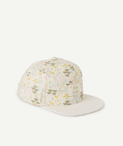 Hat, cap Tao Categories - GIRLS' CAP IN PINK COTTON WITH FLOWERS