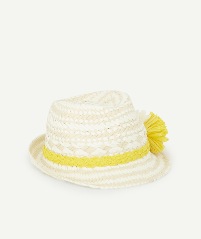 Girl radius - STRAW HAT WITH A PLAITED YELLOW HAT BAND AND FLOWERS IN RELIEF