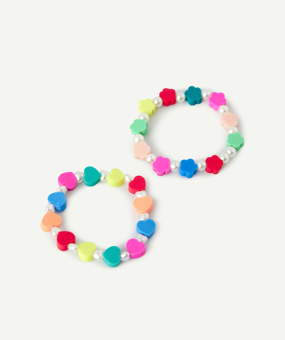 Girl radius - SET OF TWO GIRLS' BRACELETS WITH HEART BEADS AND FLOWERS