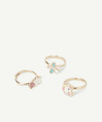 Girl radius - SET OF THREE RINGS WITH A FLOWER, A UNICORN AND A STAR