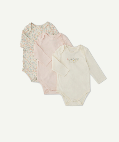 Outlet radius - PACK OF THREE LONG-SLEEVED BODYSUITS IN ORGANIC COTTON